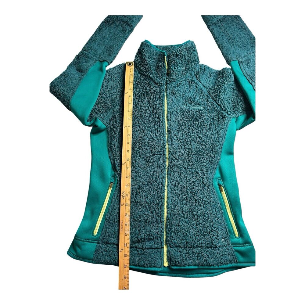 COLUMBIA Women’s Full-Zip Fleece Jacket Coat Medium Green Yellow Outdoor - Picture 14 of 16